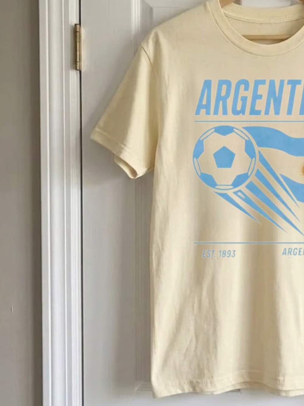 Argentina Soccer World Cup Graphic Tee -Off White with Light Blue - Picture 3 of 3